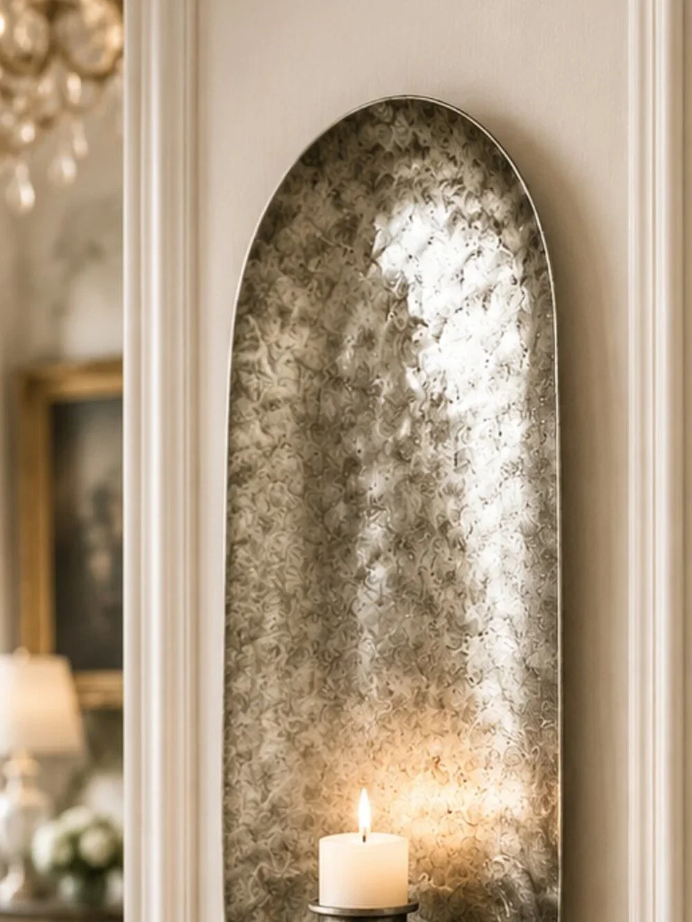 Ballard Designs Hammered Iron Textured Pewter Like Finish Wall Candle Sconce
